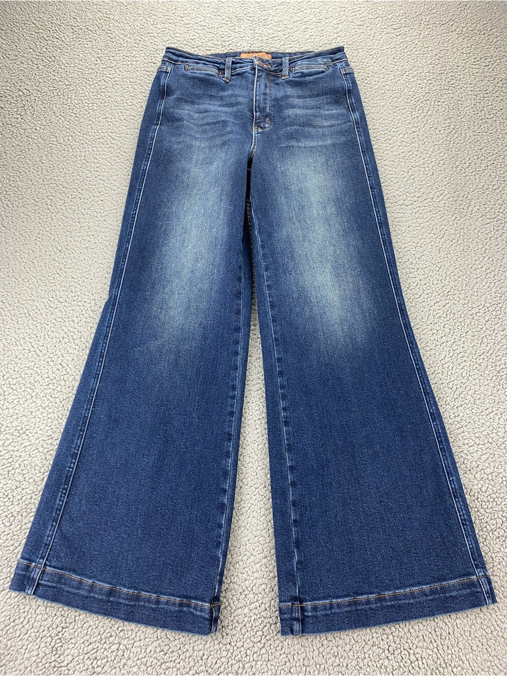 Judy Blue Women High Rise Wide Leg Dark Wash Tummy Control Jeans | Size: 11/30 - Picture 3 of 15